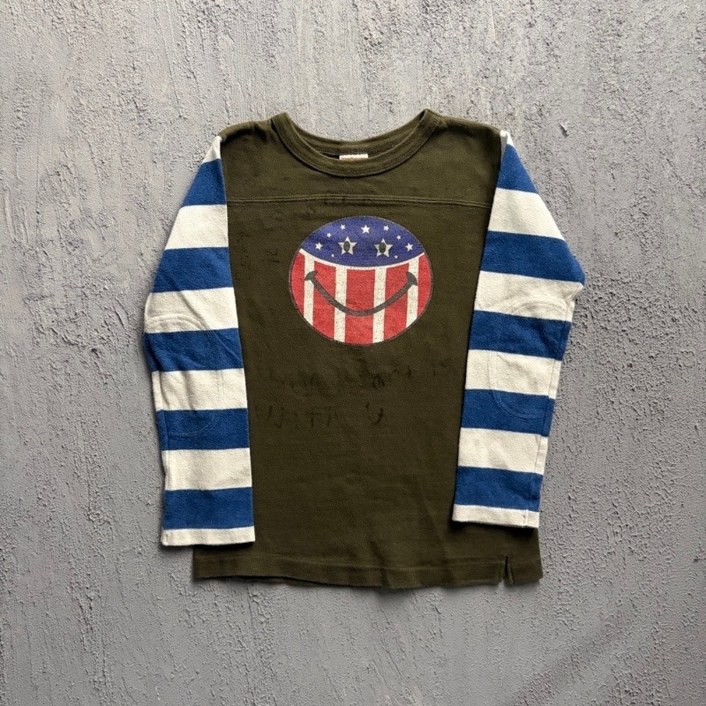 Denim & Dungaree Long Sleeve Shirt Medium 130CM Smile USA Japan Baby Tee
